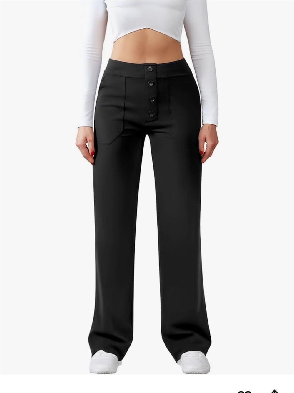 Women's JEKAOYI casual high-waist pants, black, large, Q93